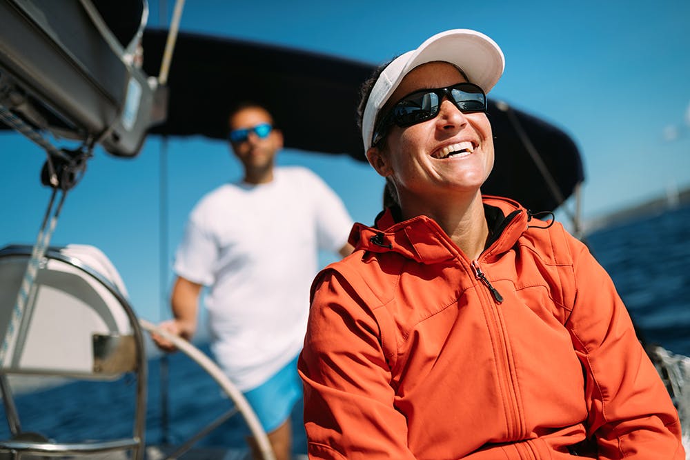 Woman smiling on a boat